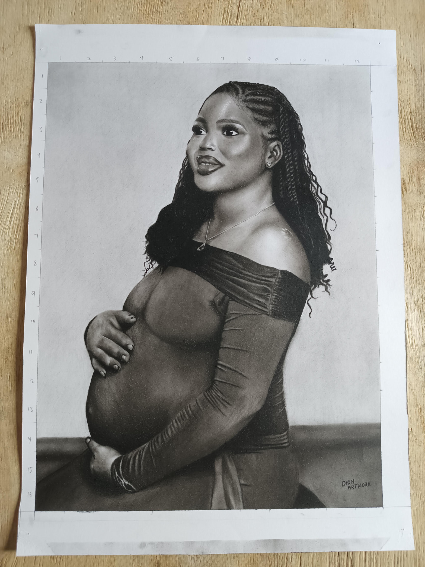 Maternity Portrait, Charcoal commission