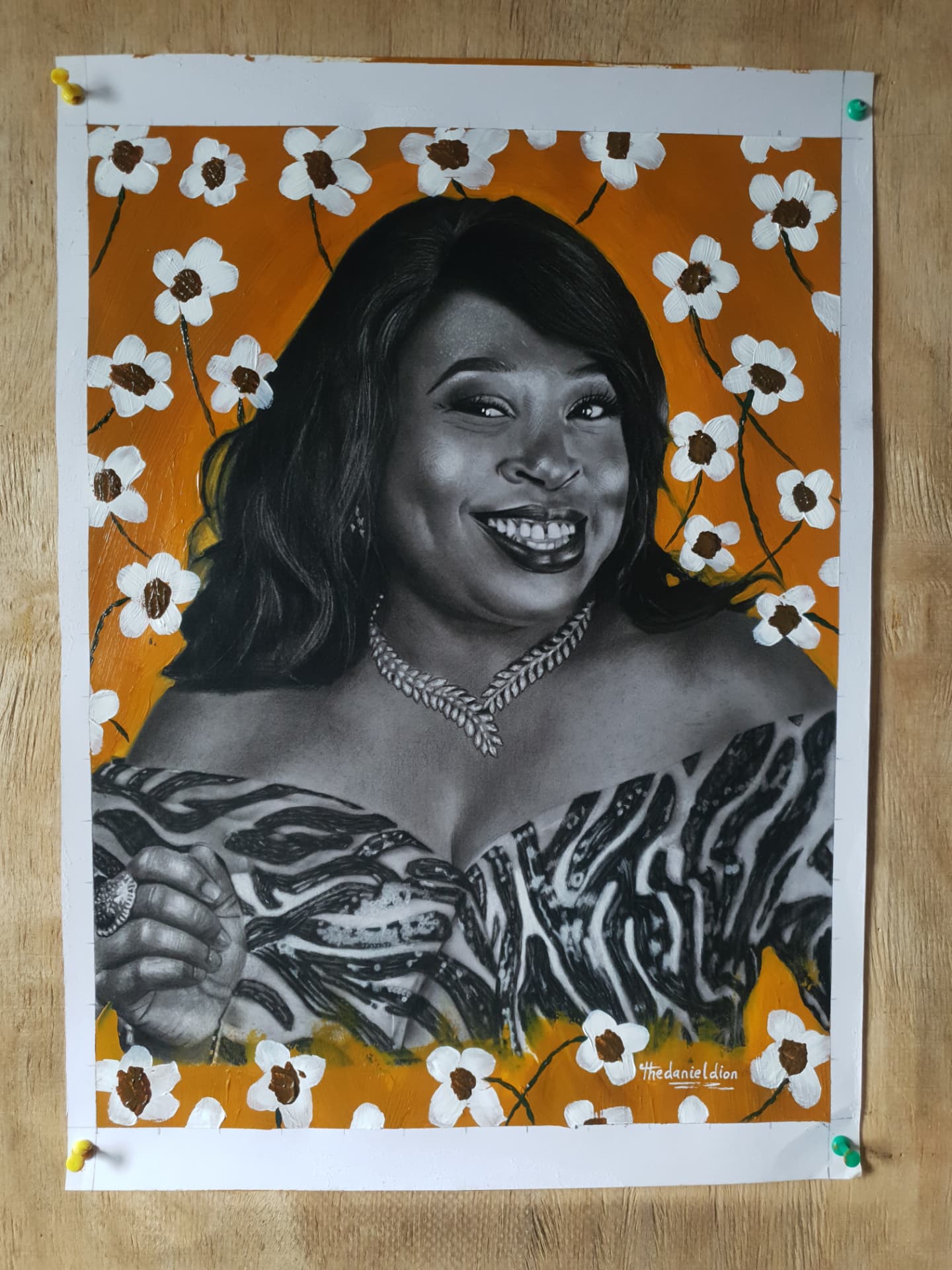 Floral Portrait, Mixed media portrait